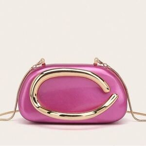Elegant Pink and Gold Acrylic Clutch